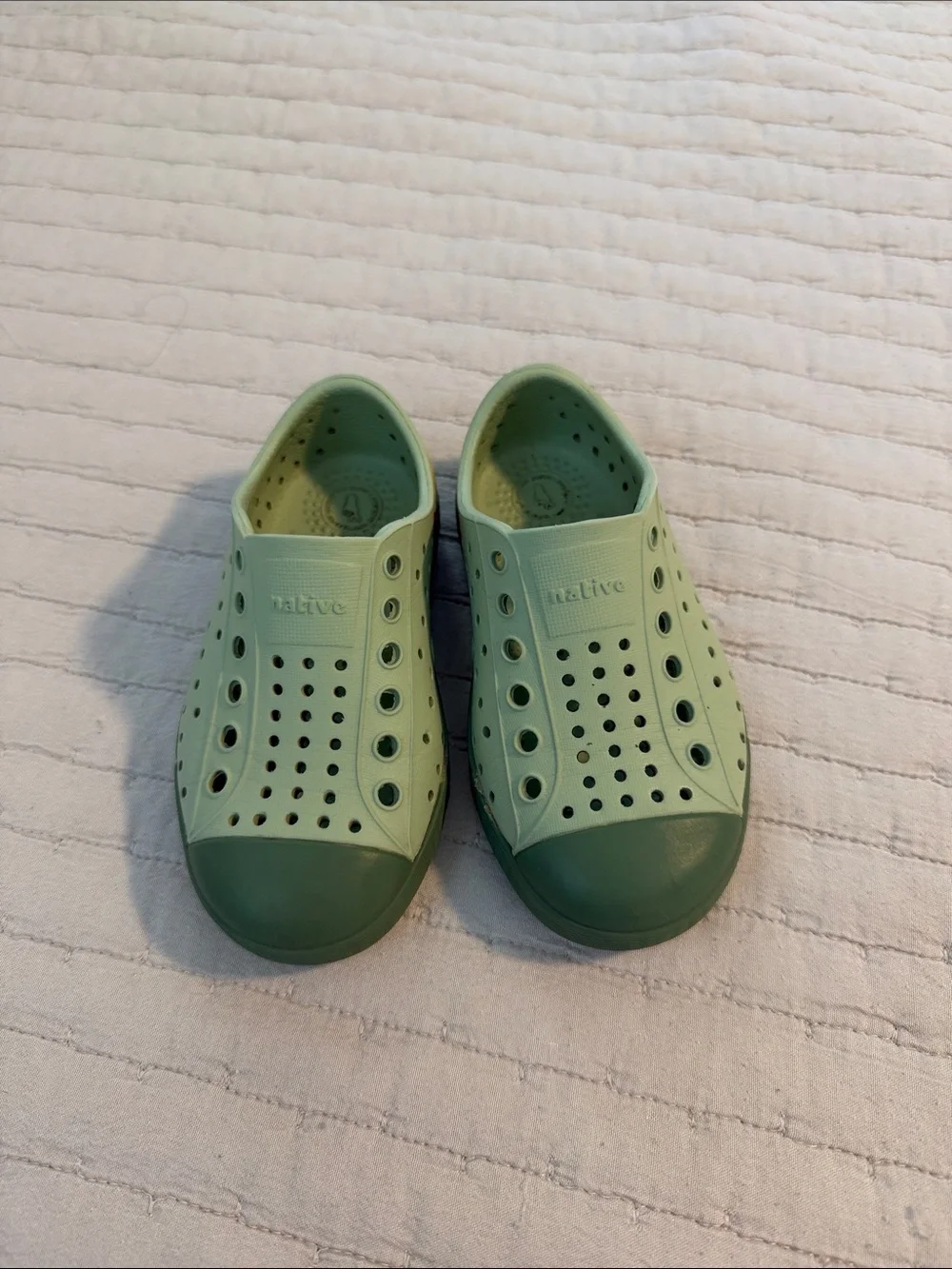 Native Kids Mint Green Slip-On Water Shoes with Multi-Color Back Panel